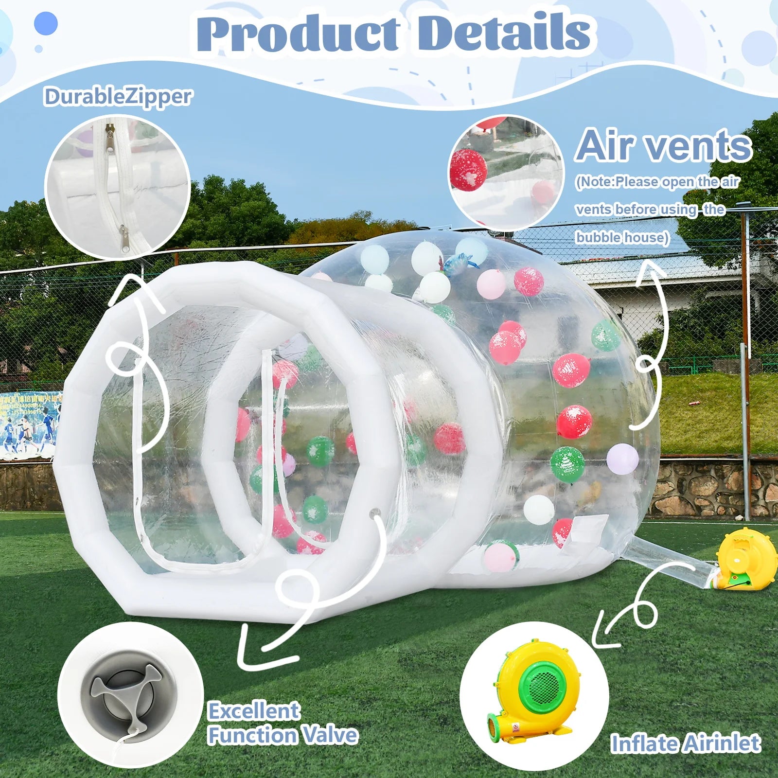 Dôme gonflable PVC avec ballons pour anniversaire