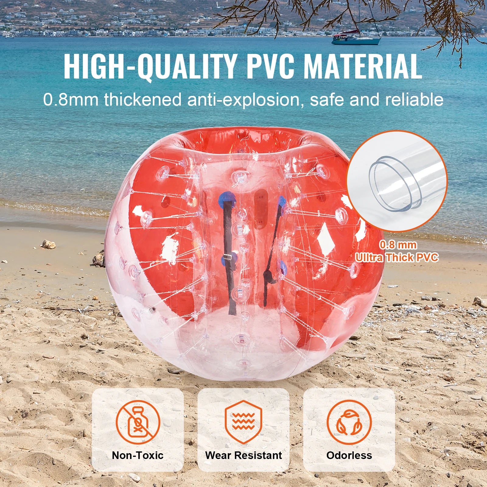 Jeu d'affrontement zorb ball rouge et transparent extérieur