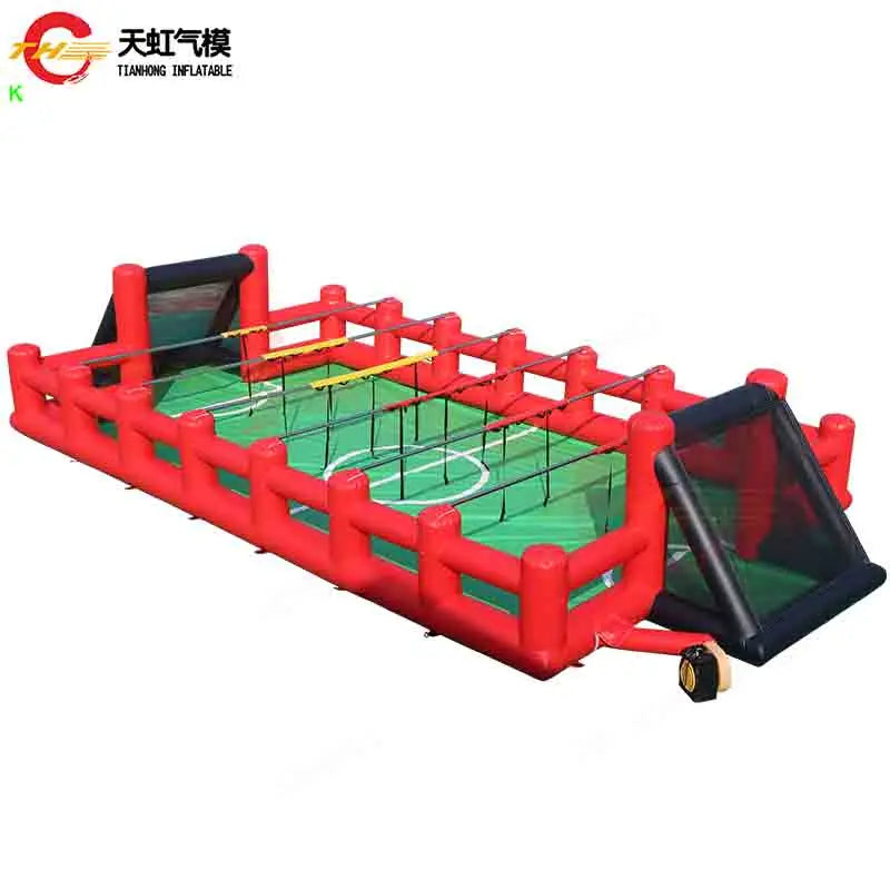 Terrain foot gonflable avec obstacles 12x6m vue d'ensemble