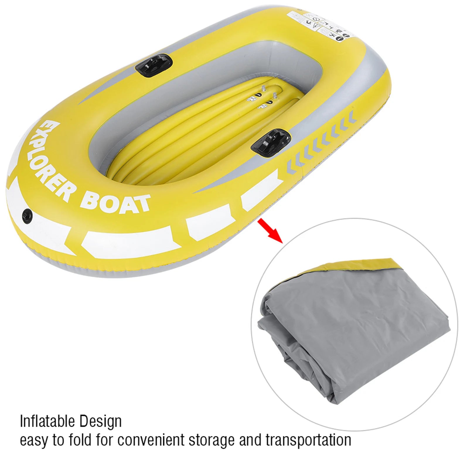 Bateau Gonflable Kayak Jaune Pêche - vue de face