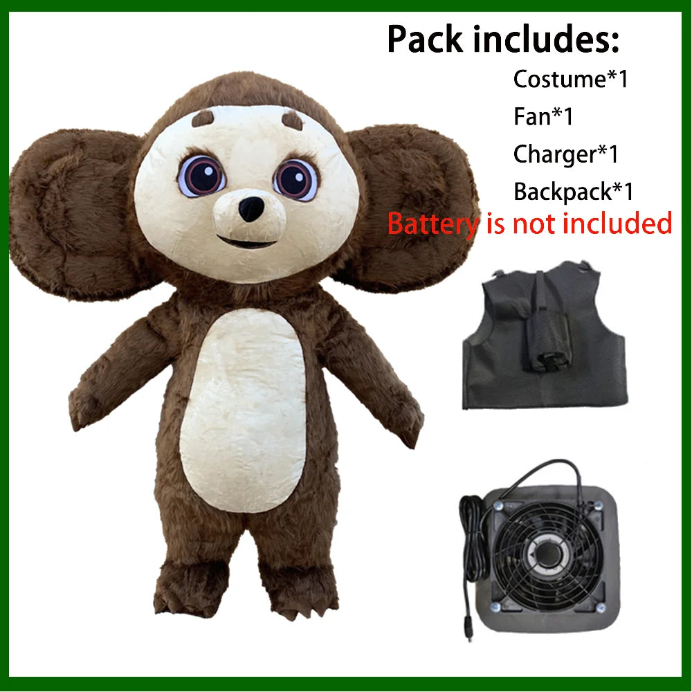 Costume gonflable panda ours polaire détail de la tête 10