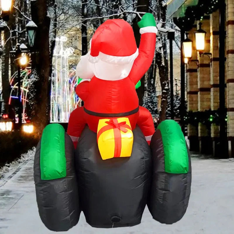 Décoration Noël gonflable Père Noël tracteur détaillé