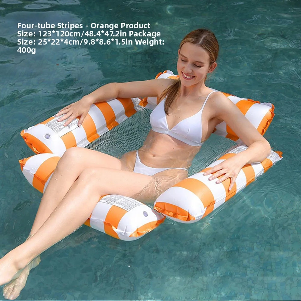 Matelas flottant gonflable 4 tubes couleur vive piscine