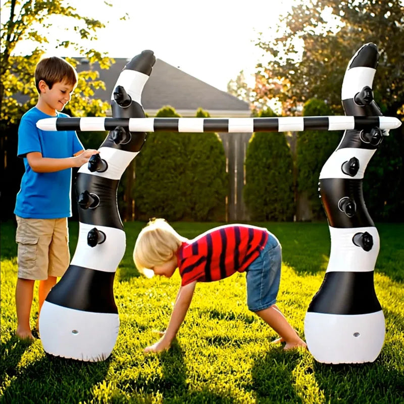 Poteau gonflable interactif bleu pour jeu de saut