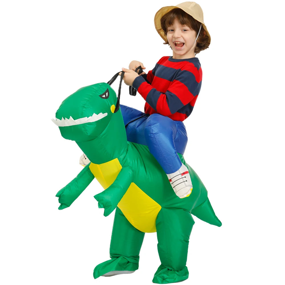 Costume gonflable dinosaure enfant vert vue principale