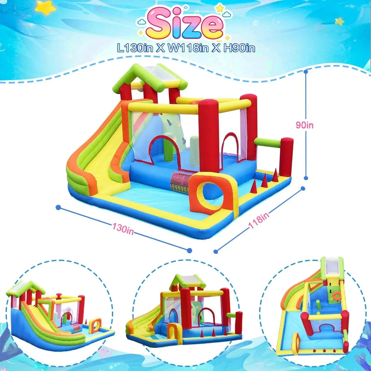 Château gonflable enfants 3-10 ans fête jardin famille