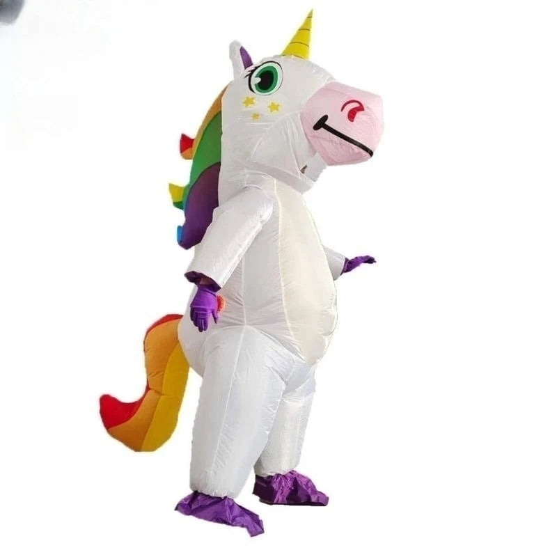 Costume gonflable licorne rose adulte vue de face