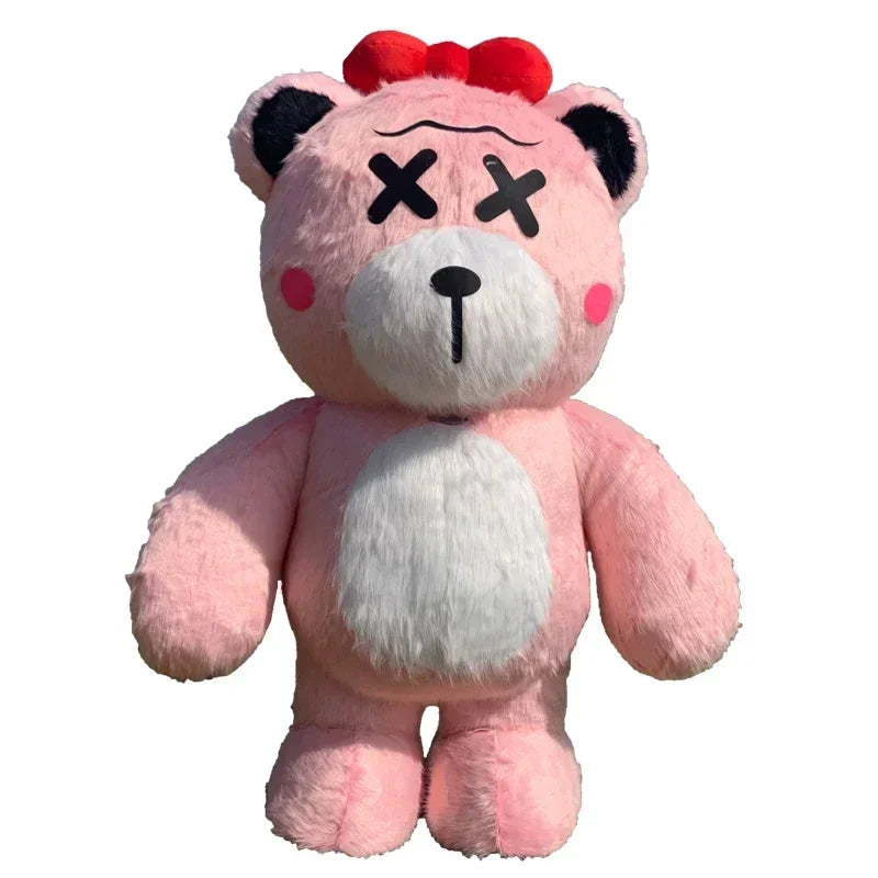 Costume gonflable ours peluche rose vue de face