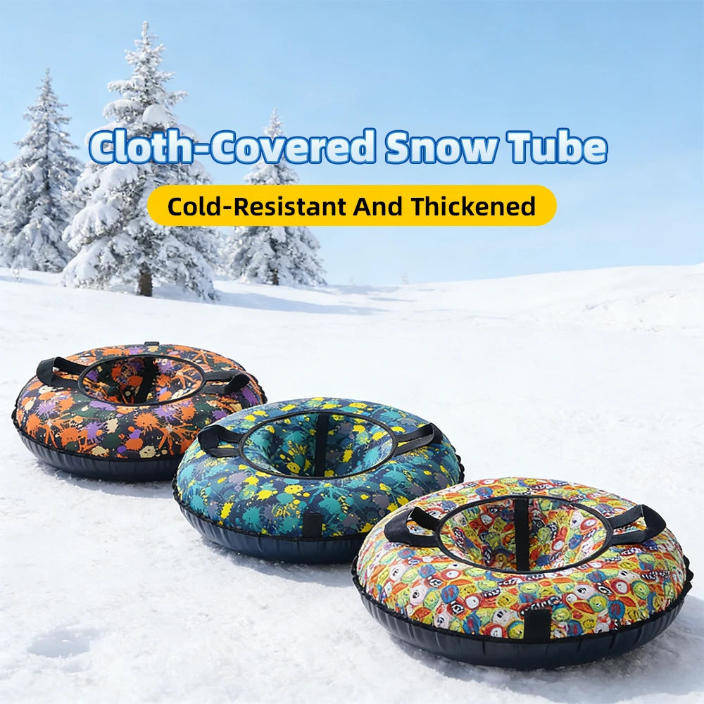 Luge gonflable jaune descente neige plaisir