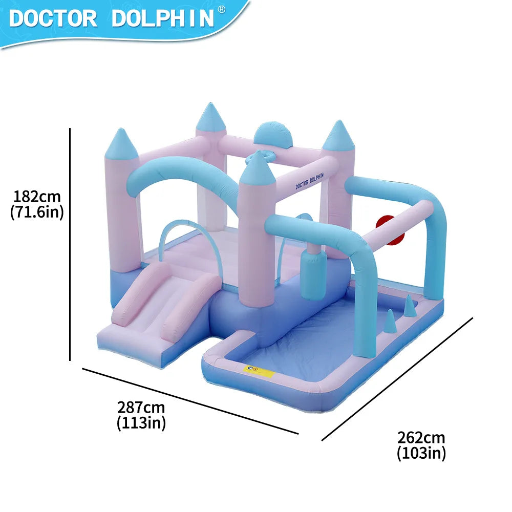 Château gonflable dauphin vue d'ensemble installé