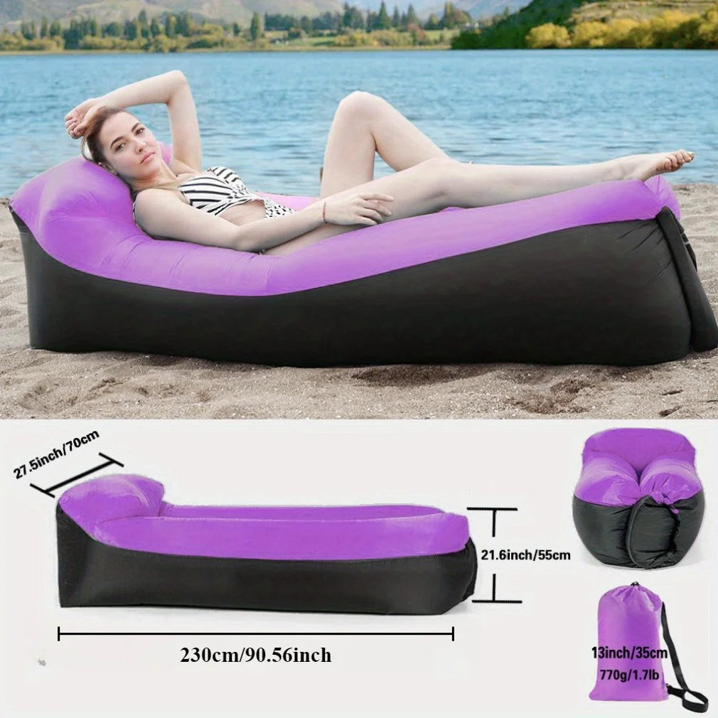 Canapé gonflable chaise longue vue de profil