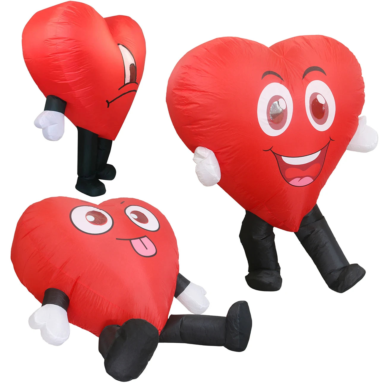 Costume gonflable cœur rouge adulte langue tire-bouchon
