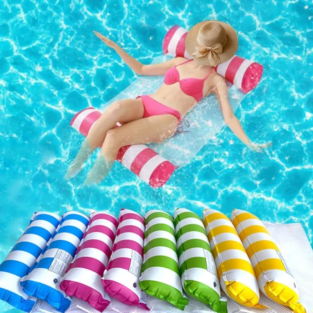 Bouée gonflable matelas rayé flottant en piscine