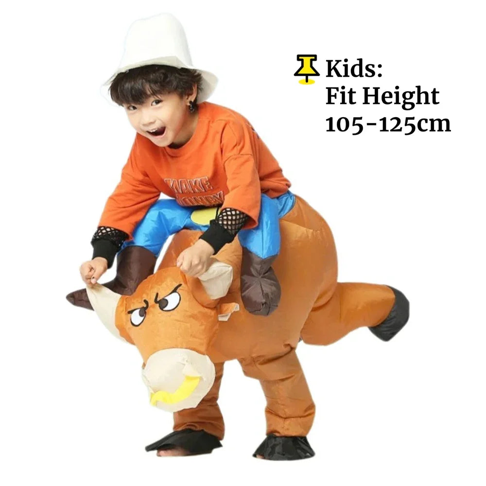 Costume gonflable cowboy taureau jaune adulte