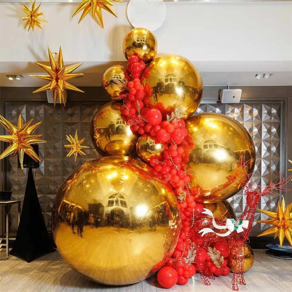 Décoration gonflable boule miroir argent