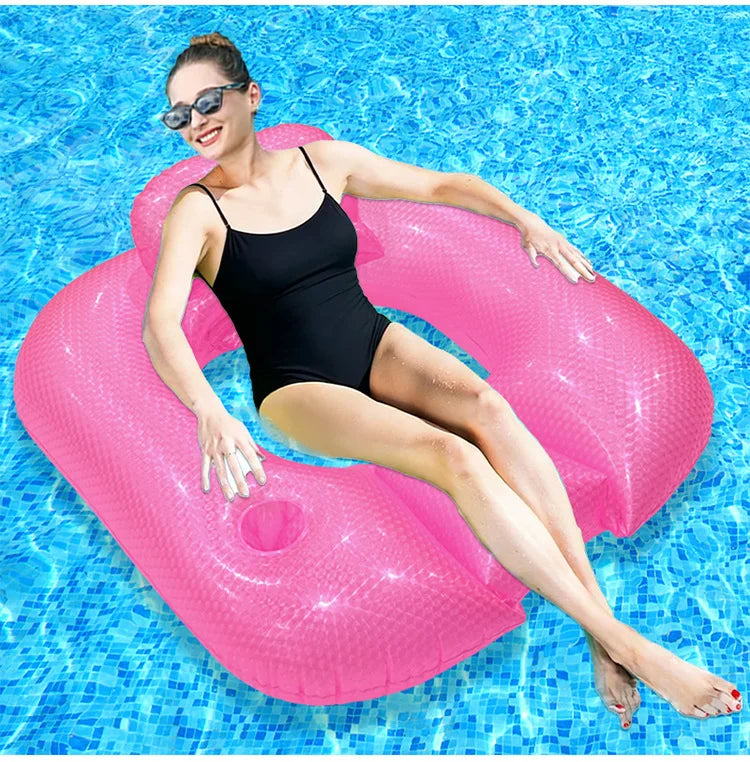 Tapis flottant carré gonflable en piscine