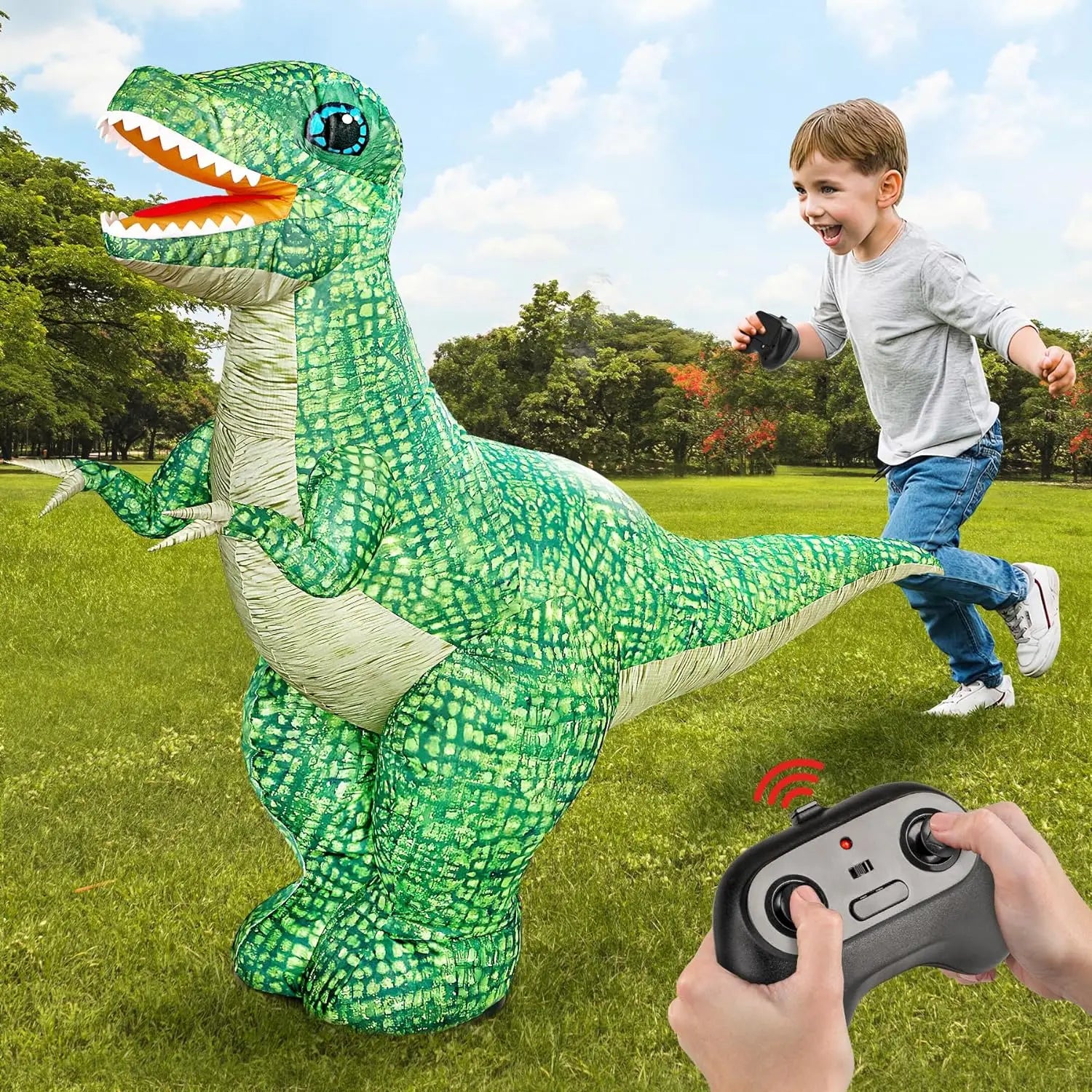Accessoire gonflable dinosaure télécommandé vert