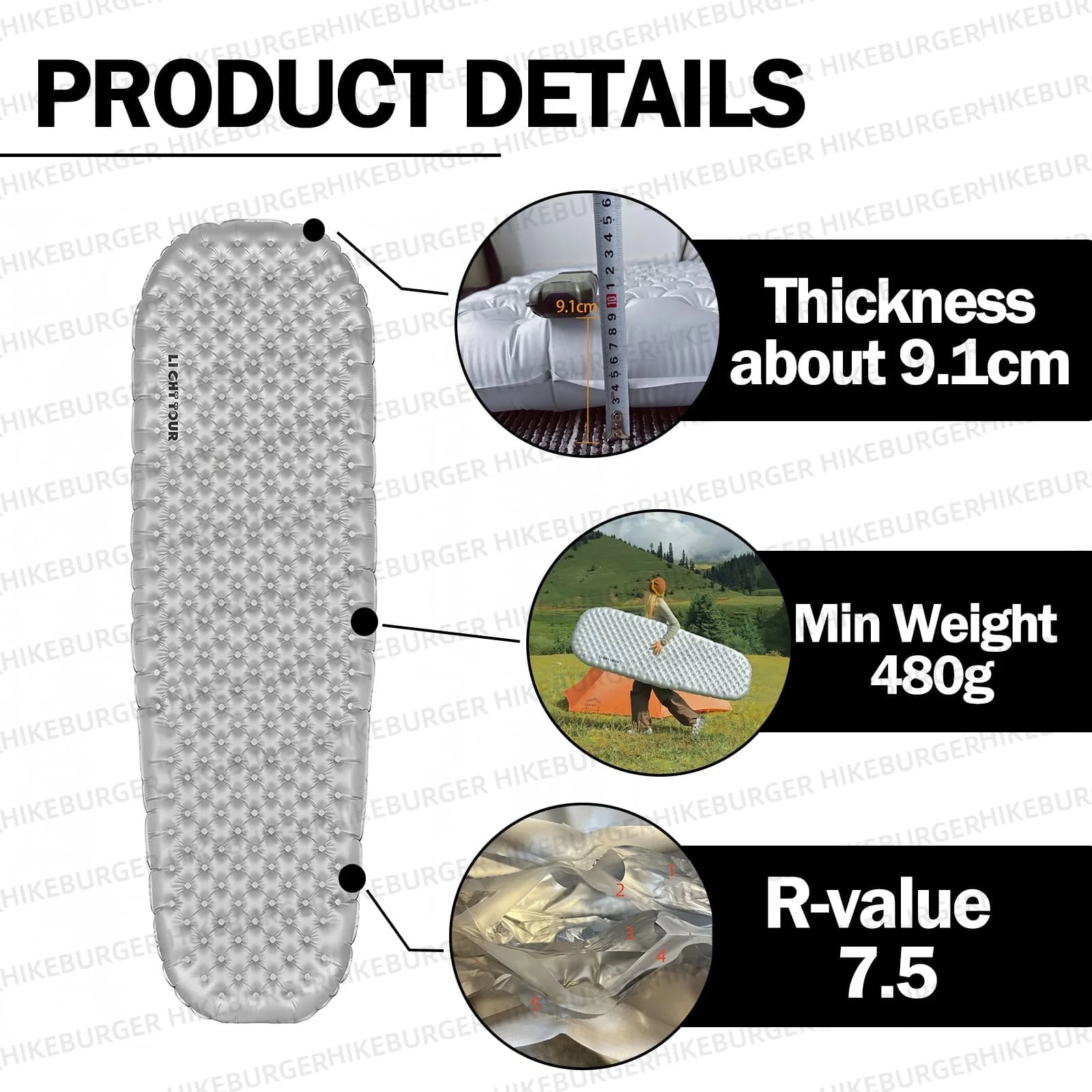 Tapis de couchage gonflable résistant à l'humidité