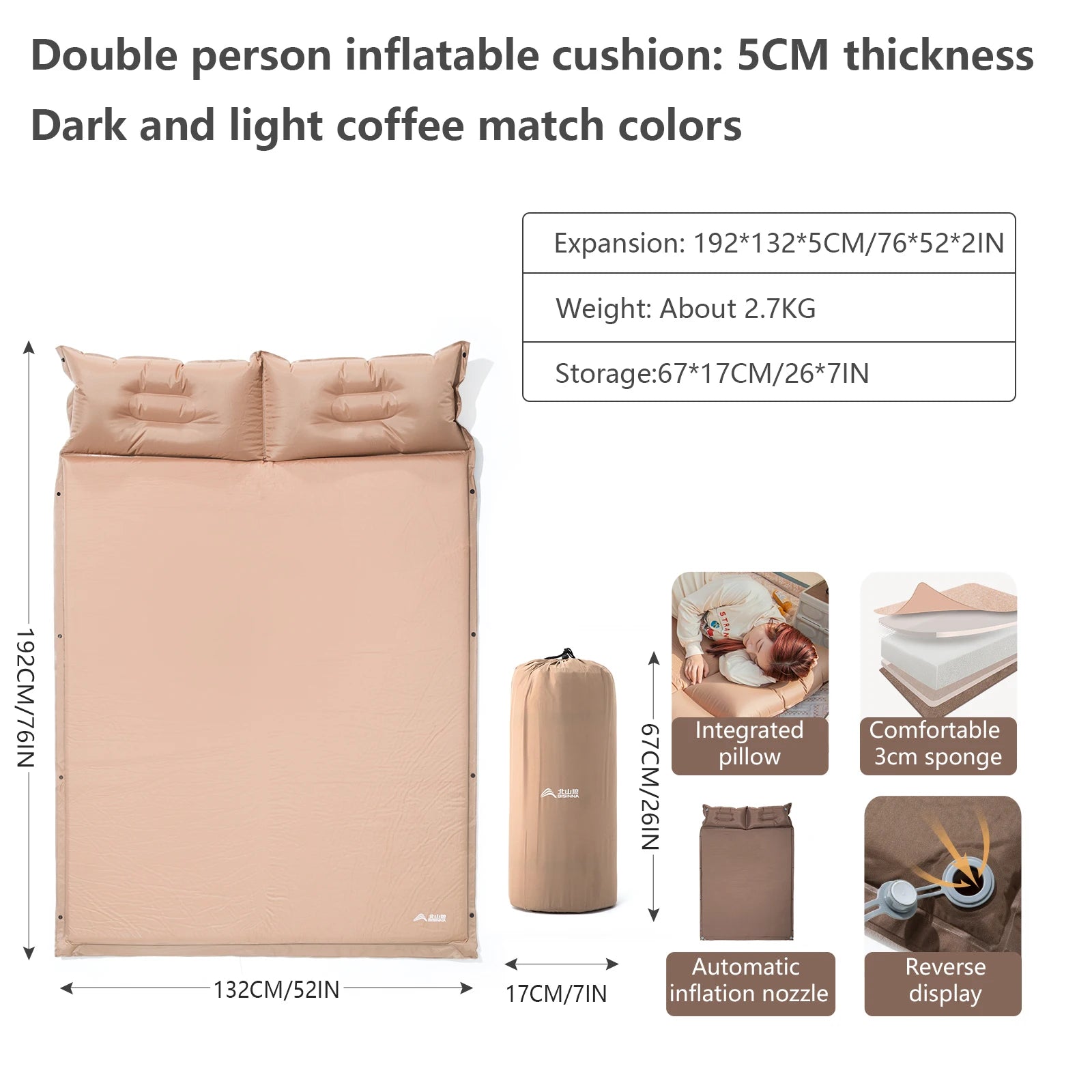 Tapis gonflable prêt pour la randonnée en plein air