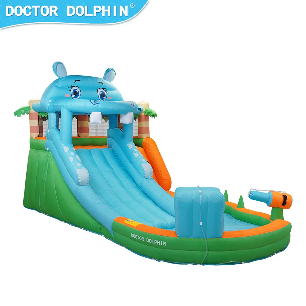 Toboggan aquatique gonflable dauphin avec pistolet à eau pour enfants