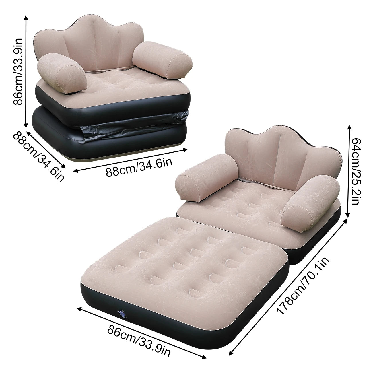 Canape gonflable fauteuil installe en exterieur