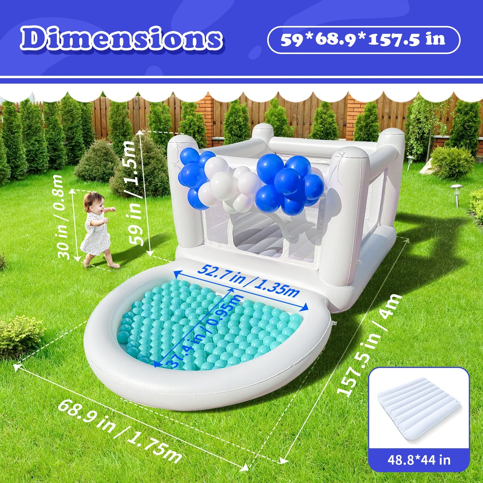 Château gonflable décoration ballons et rubans