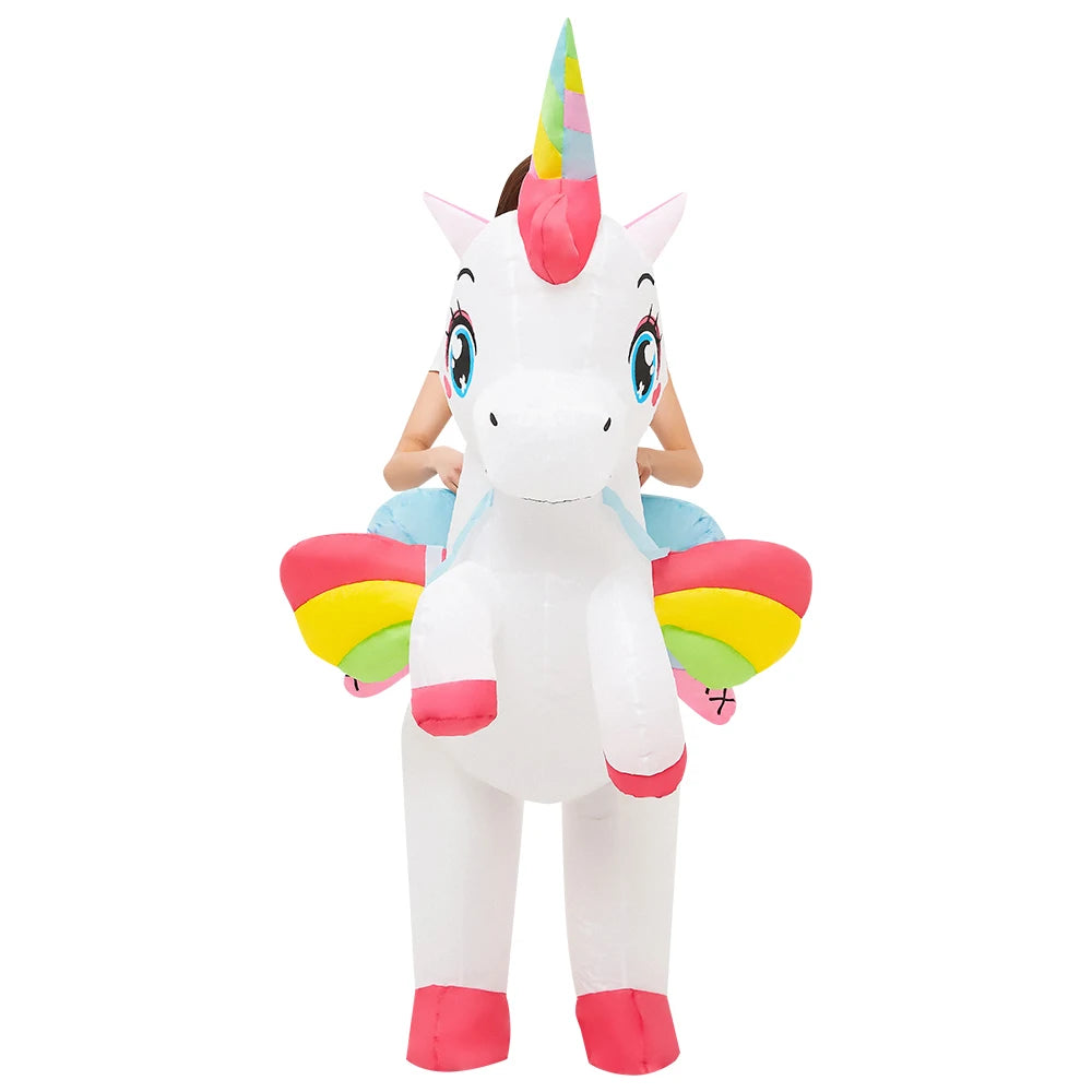 Costume gonflable licorne cheval cavalier adulte vue de face