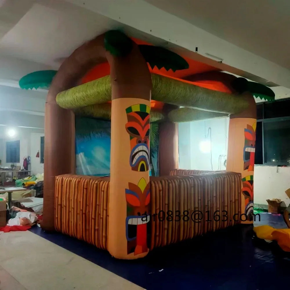 Bar gonflable Tiki gonflé prêt pour la fête de jardin