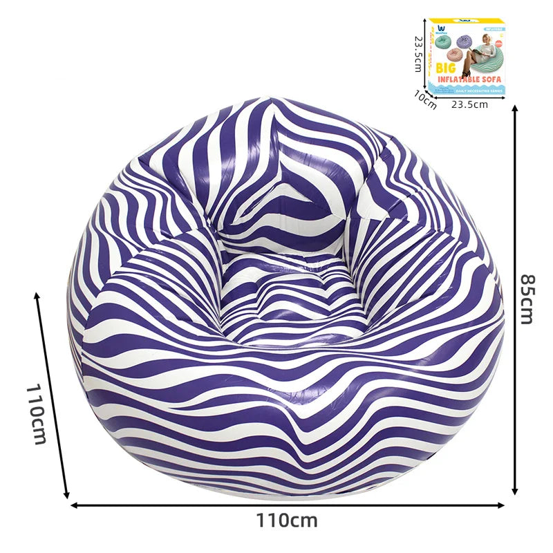 Canapé gonflable PVC vue de côté forme ovale