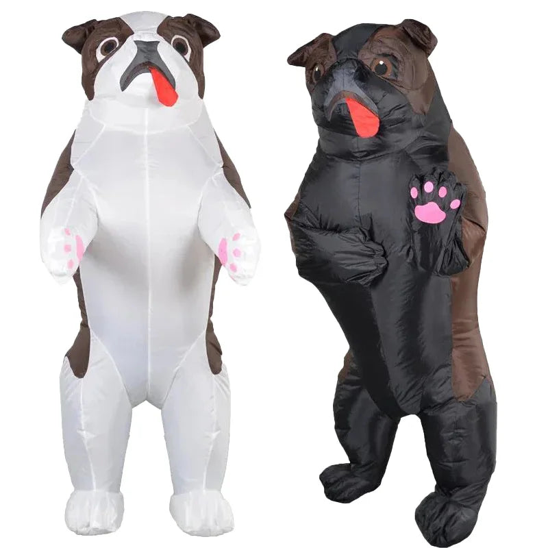 Costume gonflable chien bouledogue blanc adulte