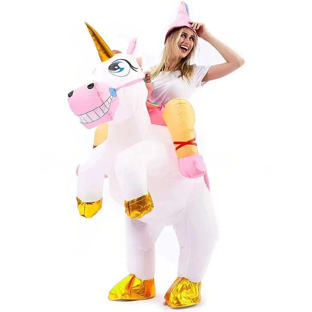 Licorne gonflable portée en soirée déguisée