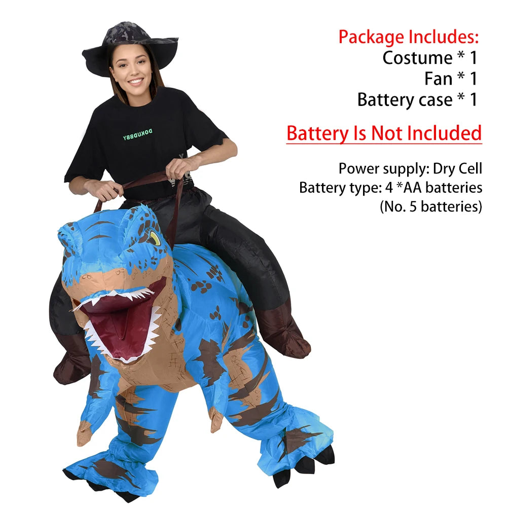 Costume gonflable T-Rex cavalier taille adulte