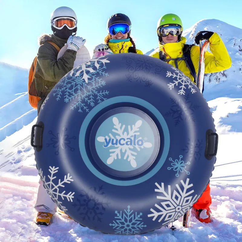 Anneau de ski gonflable vert sur la neige