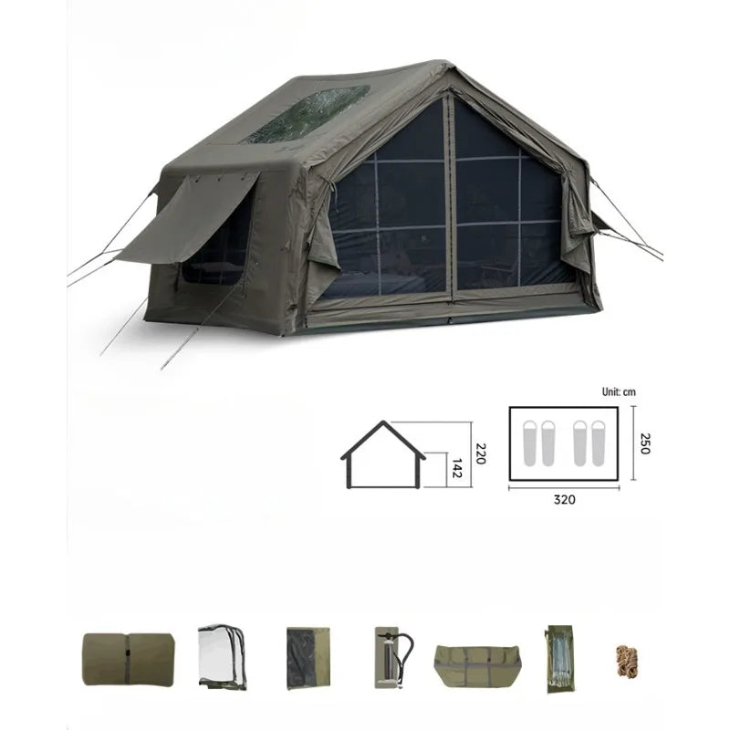 Tente gonflable camping anti-moustique par temps venteux