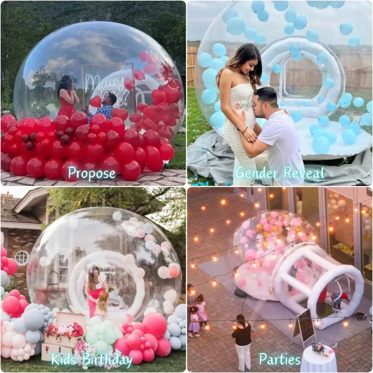 Bulle gonflable transparente dôme installée en extérieur pour un mariage