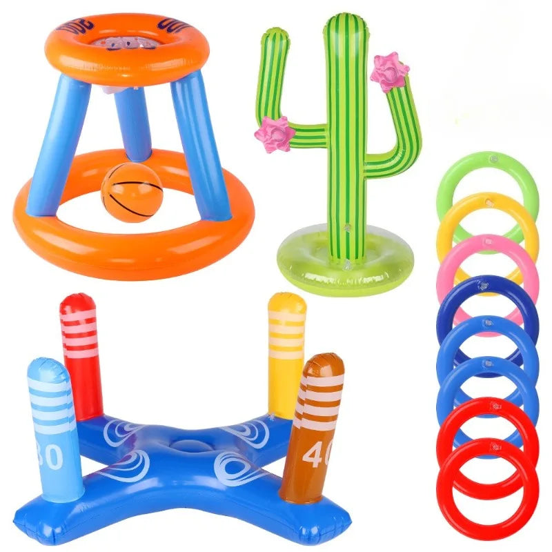 Jeu gonflable lancer anneaux cactus PVC piscine plage