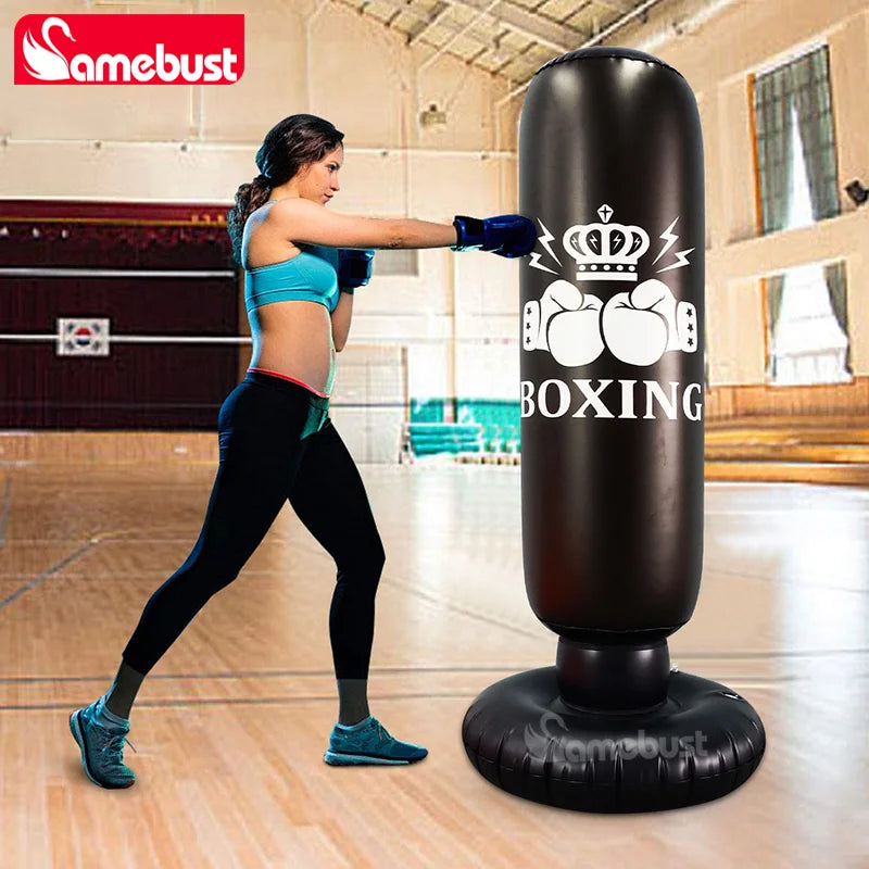 Accessoire gonflable sac de boxe rebond rouge vue de face