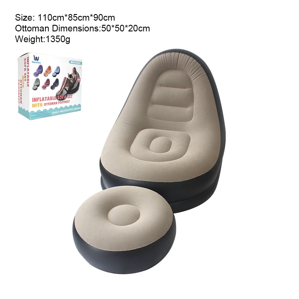 Canapé gonflable avec repose-pieds 6 coloris