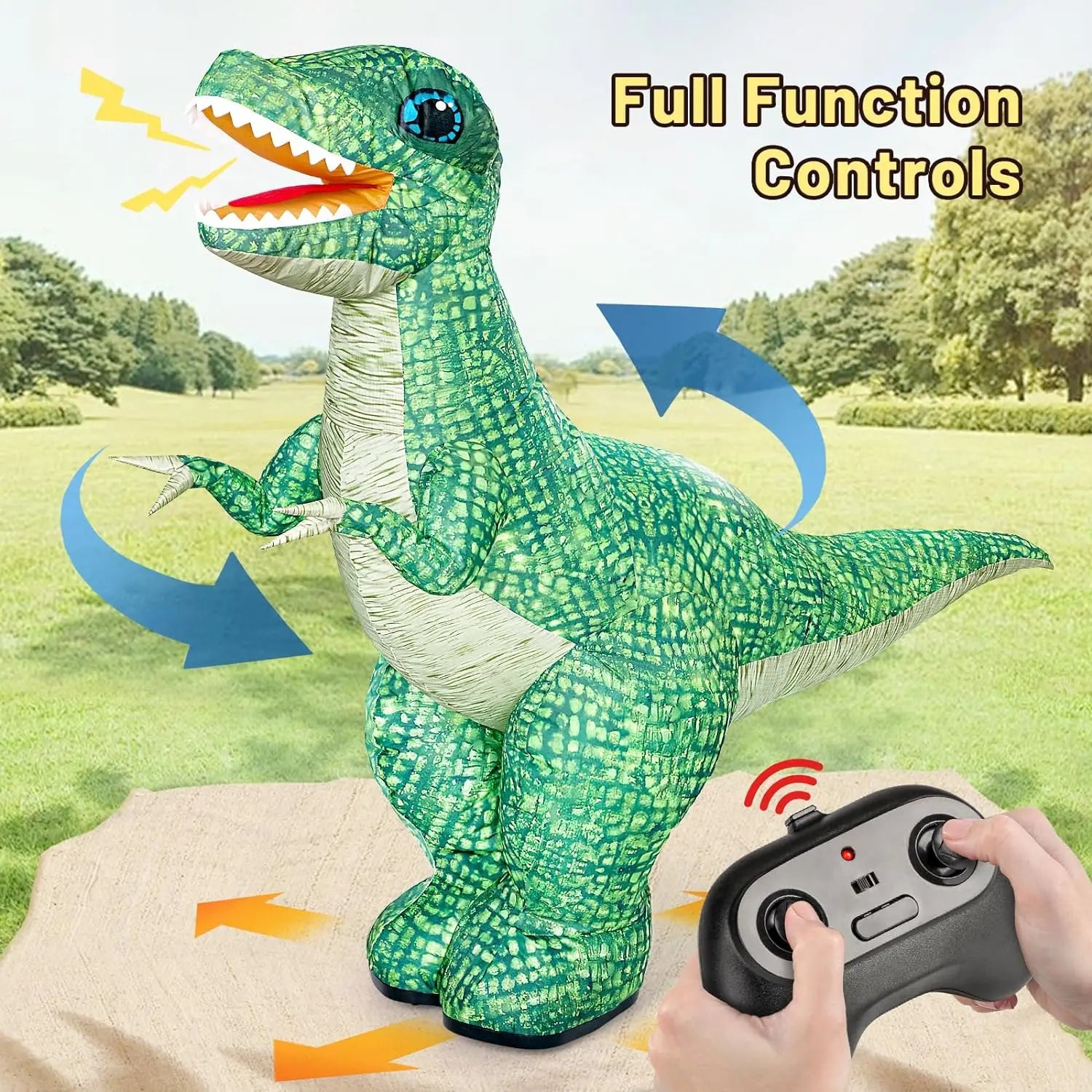 Dinosaure gonflable en mouvement rotation