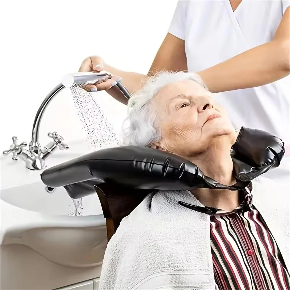 Utilisation de l'évier gonflable en salon de coiffure