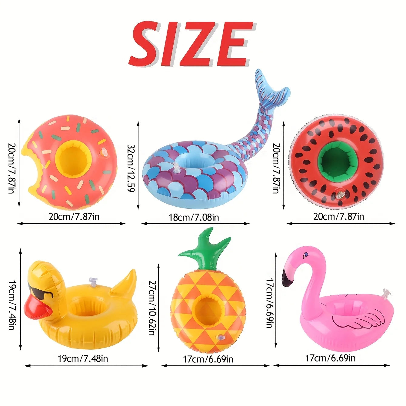Porte-gobelets gonflable lot 8 pièces piscine été