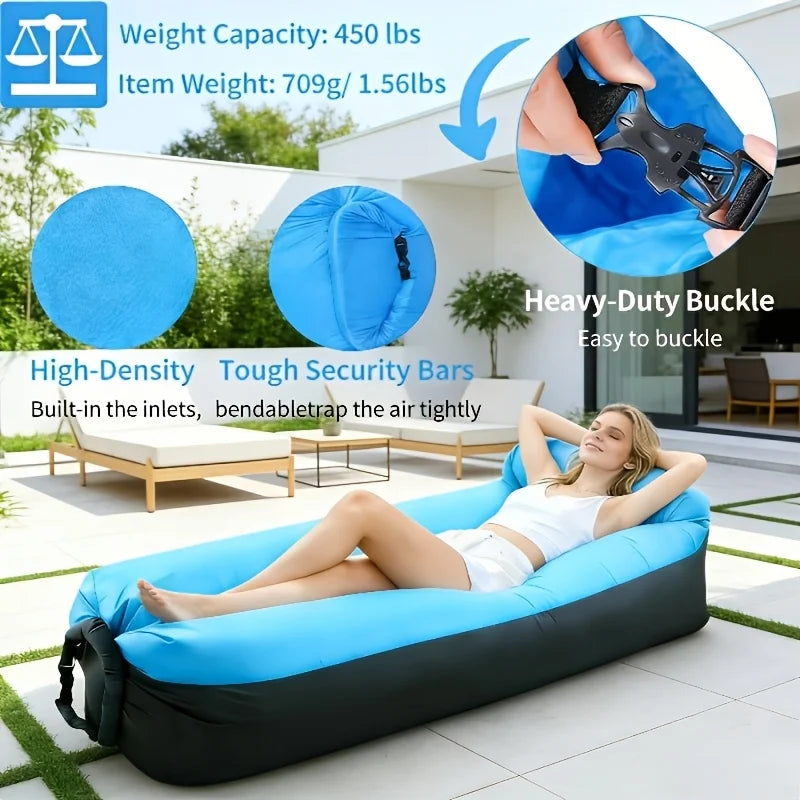 Tapis de Couchage Gonflable Oreiller Intégré - vue de face