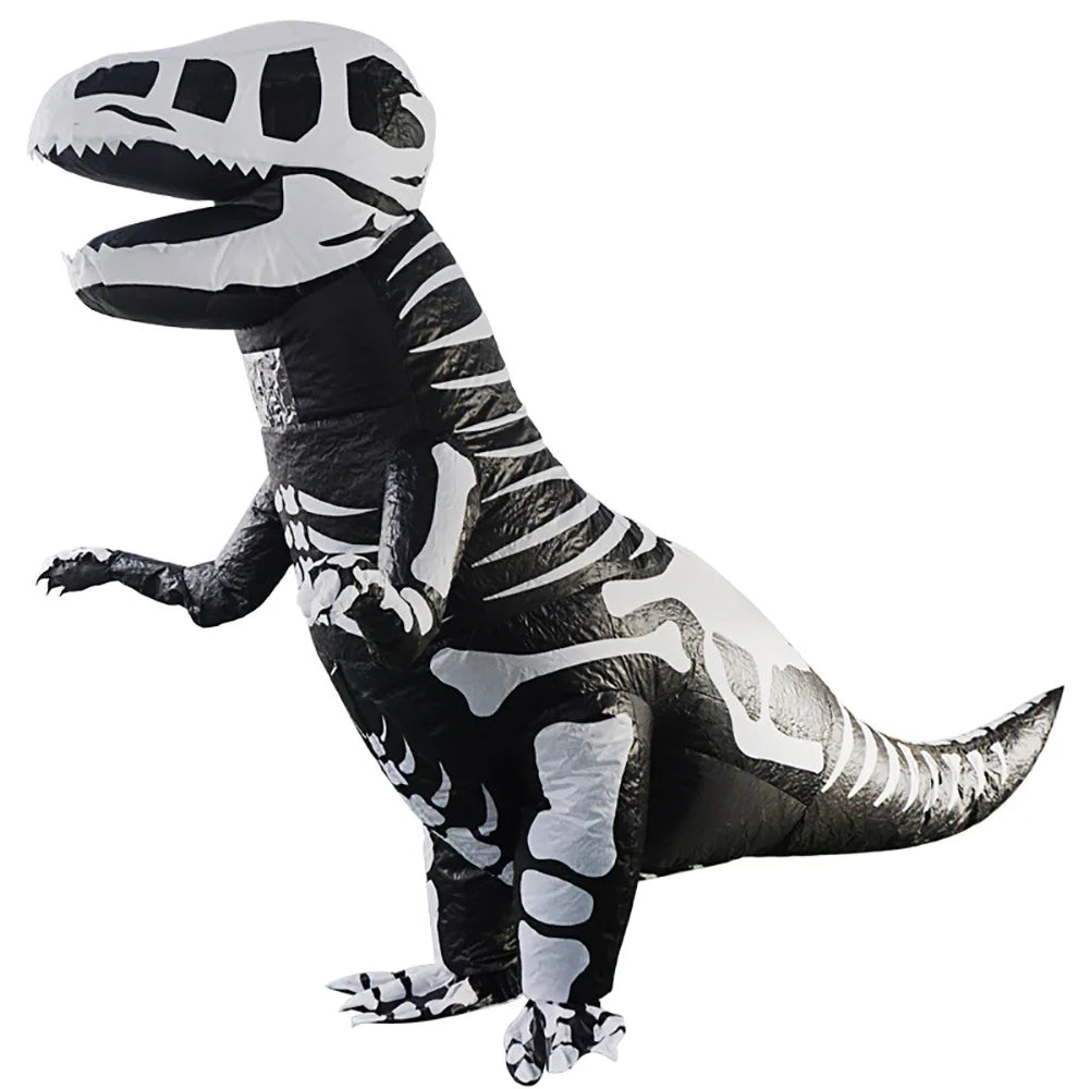 Costume gonflable squelette dinosaure T-Rex adulte noir