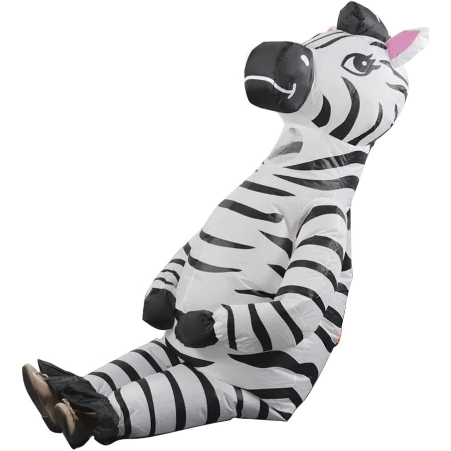 Zèbre gonflable déguisement animal rayures ventilateur