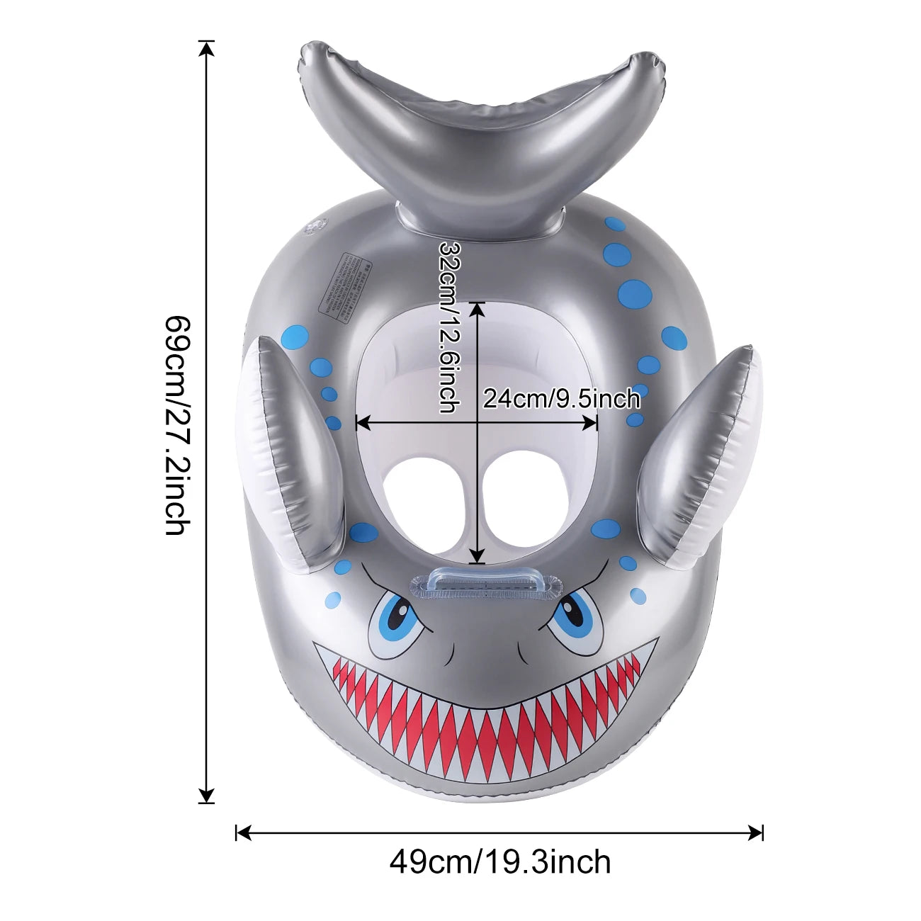 Bouée requin gonflable motif gris aide natation