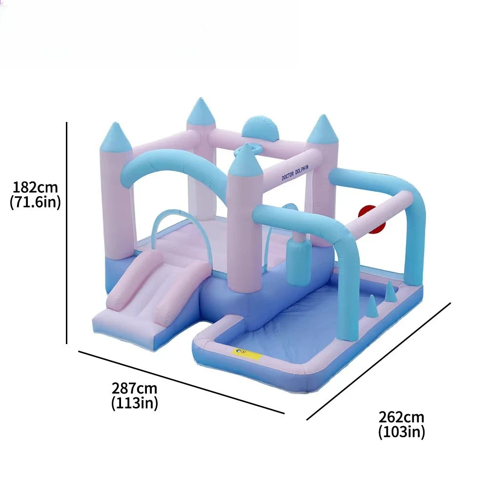 Château gonflable dauphin toboggan enfants en jeu