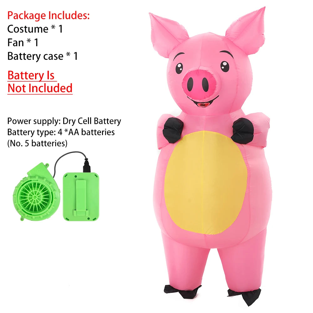 Costume gonflable cochon rose adulte 160-190 cm ensemble