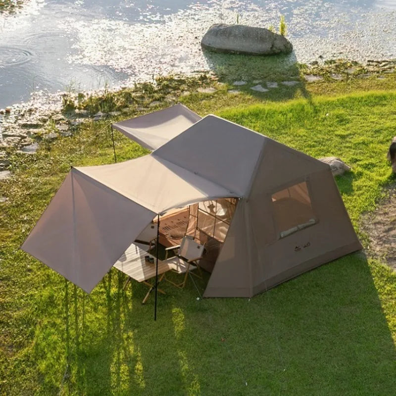 Tente gonflable parasol portative installée en camping