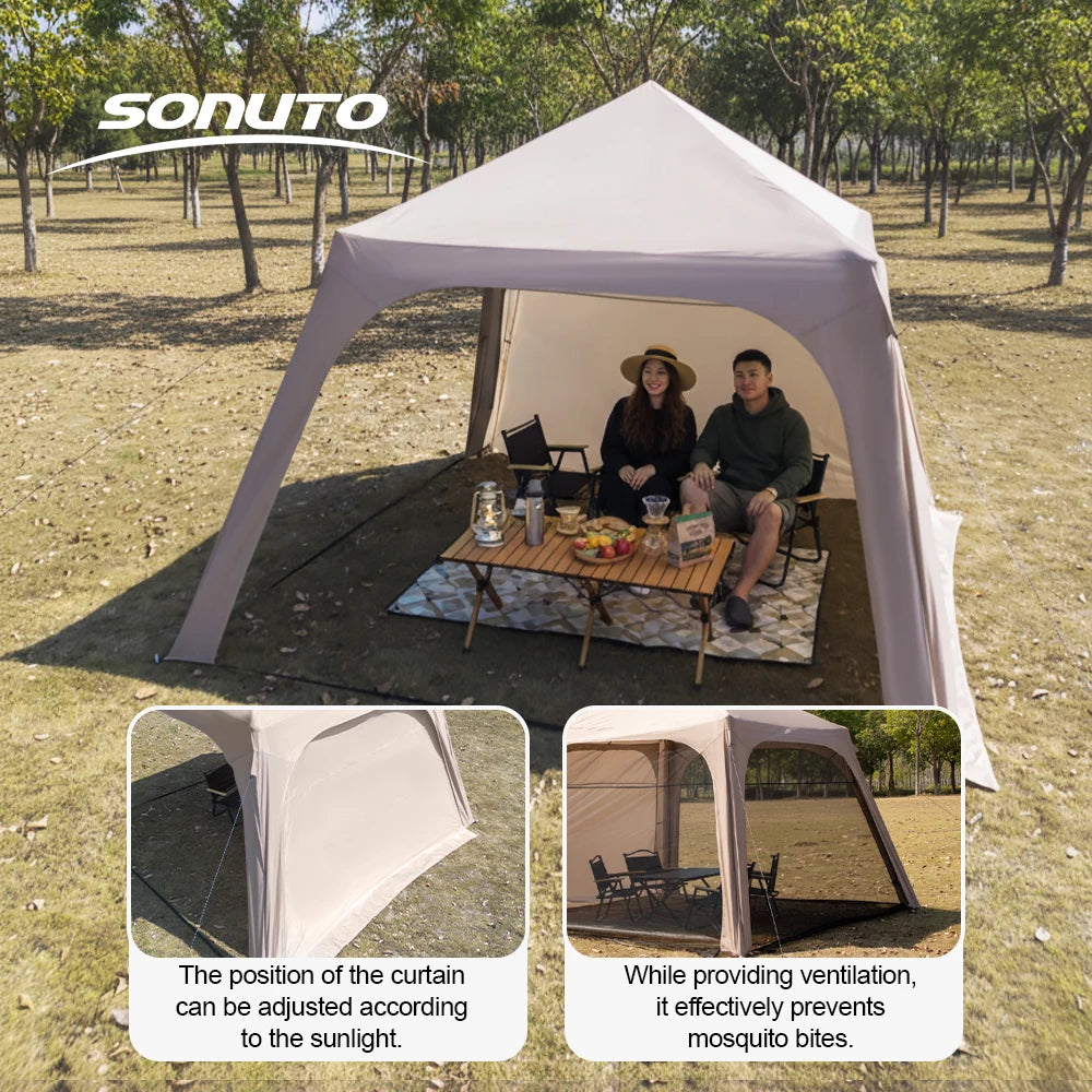 Auvent intégré de la tente gonflable glamping 4 saisons