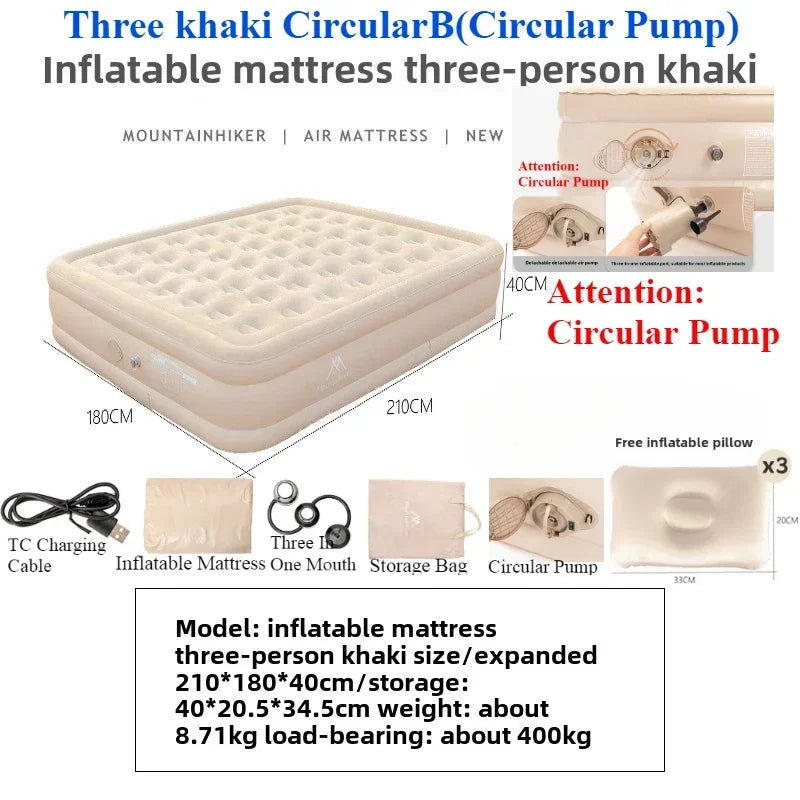 Matelas de camping gonflable dégonflé et rangé dans son sac